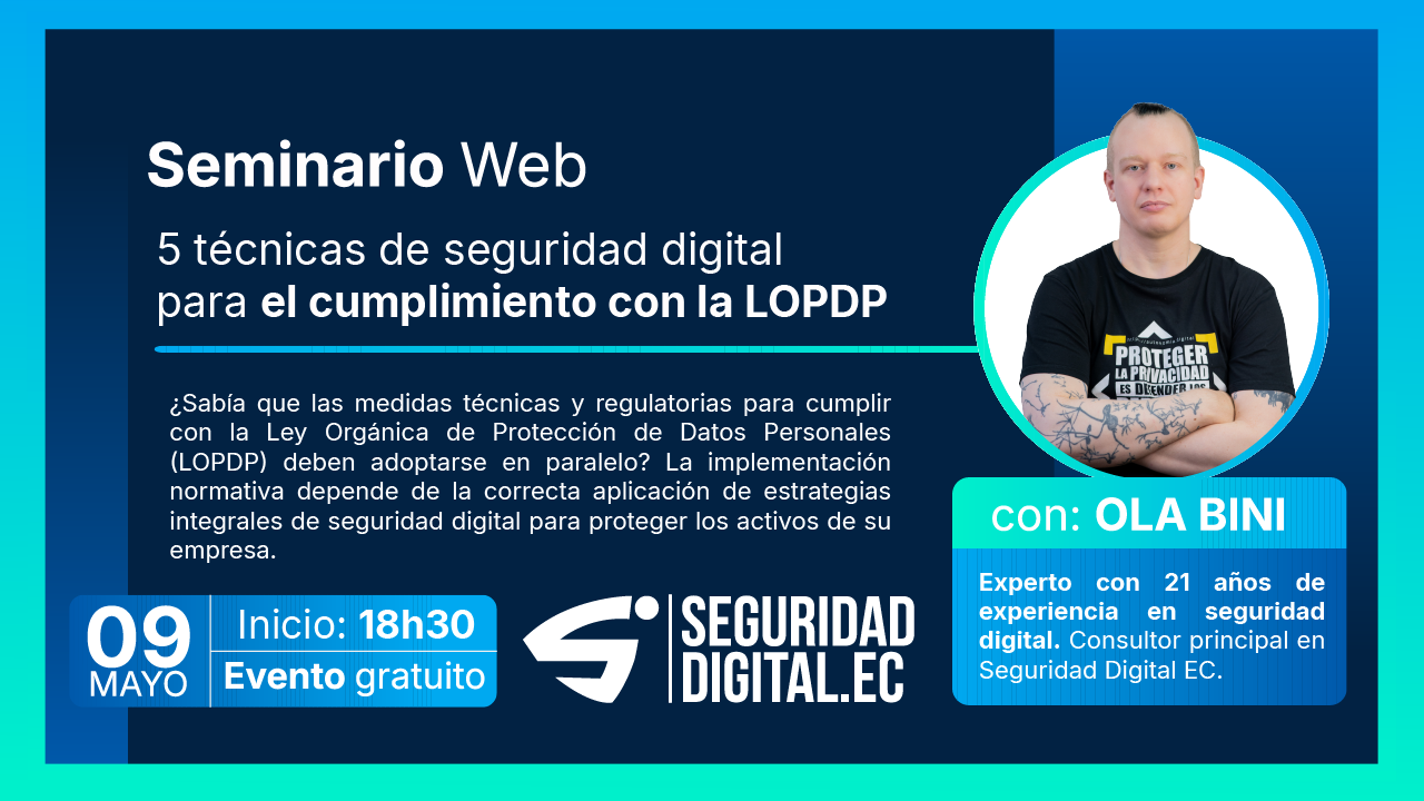 5 técnicas de seguridad digital para el cumplimiento con la LOPDP